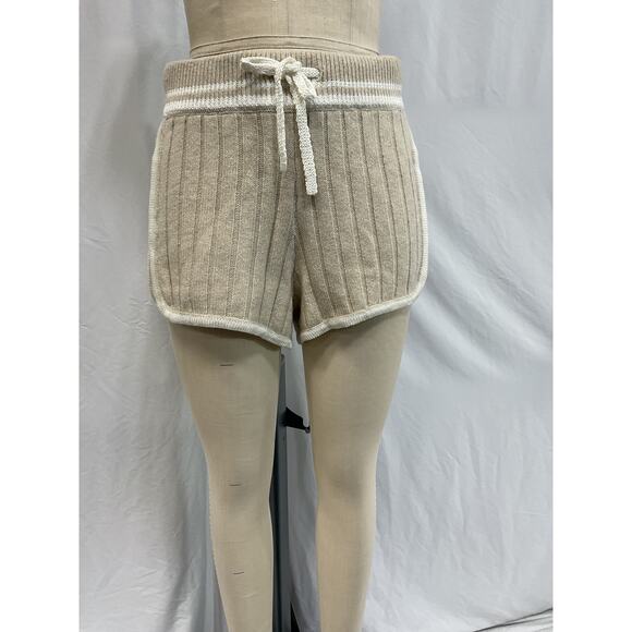Rag & Bone 'Serena' Beige Striped Ribbed-Knit Shorts Size S - Picture 1 of 4